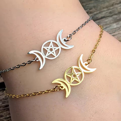 Stainless Steel Triple Moon Goddess Bracelets
